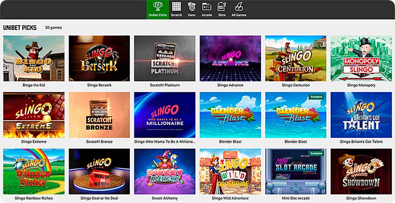 Unibet Casino Games