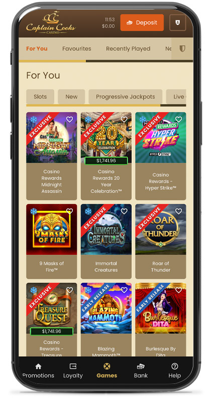 Captain Cooks Casino Mobile